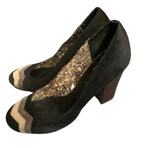 Missoni for Target Black Pump Heel Suede Shoes Chevron 7.5